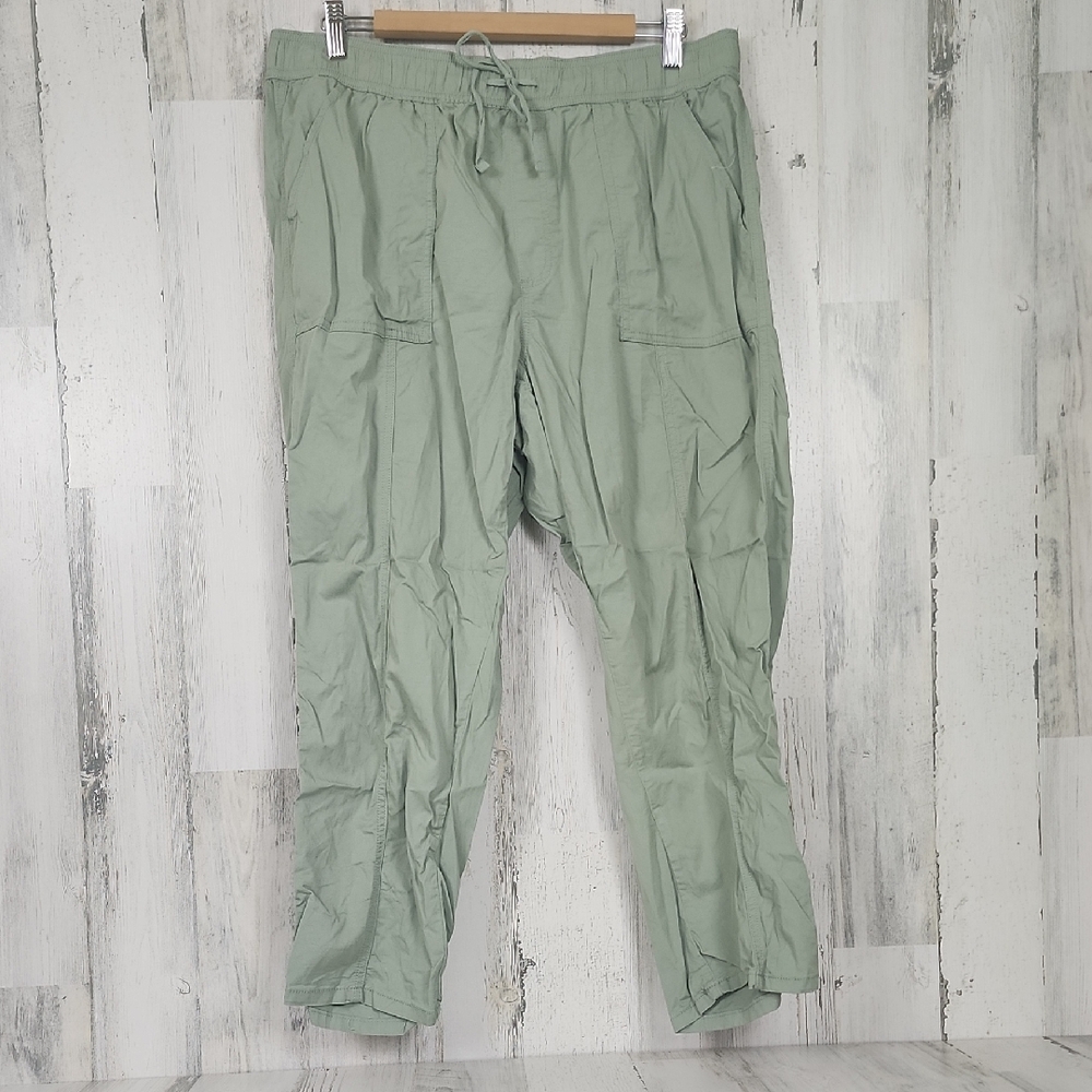 Stitch Star Sage Green Casual Cropped Capris Pullon Pants Pockets  Size 1X